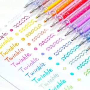 8/12/18PCS Glitter Gel Pen Set Gekleurde markering Markering Highlighter Pens studenten briefpapier voor het schilderen