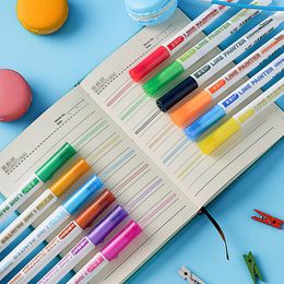 8/12 Color Metal Paint Marker Pen Set Set Double Line Pen Totline Marker Glitter pour dessiner des fournitures scolaires de griffonnage