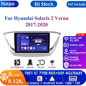 8 + 128 2din Android 12 autoradio pour Hyundai Solaris 2 Verna 2016-2020 lecteur vidéo multimédia navigation GPS 4G unité principale Carplay