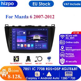 8 + 128 4G-LTE Carplay 9 pouces 2din Android Autoradio GPS pour Mazda 6 2007 - 2012 multimédia RDS Autoradio stéréo vidéo Audio BT DSP