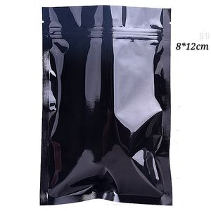 8 * 12cm 200 stks zwart Zelfzegel ritssluiting ritssluiting verzadigen verpakking tassen folie mylar verpakking tas droge fruit snoep pack pouches baggies