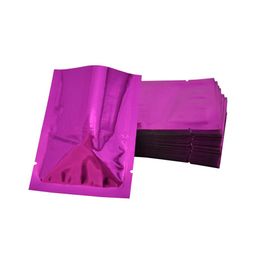 8 12 cm 200 unids / lote Purple Top Open Up Bolsa de embalaje de papel de aluminio Sellado térmico Té Snack Food Vacío Mylar Bolsa de embalaje Paquete de café Stor251l
