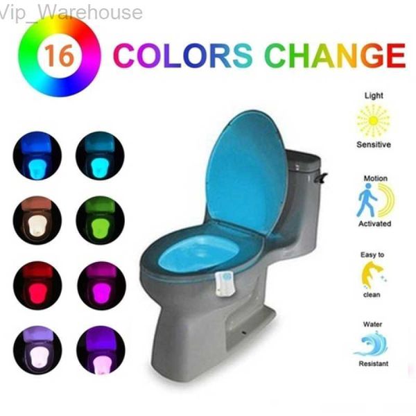 8/16 couleurs capteur de toilette lumières salle de bains à induction intelligente LED mouvement du corps activé capteur de siège marche/arrêt veilleuse HKD230824