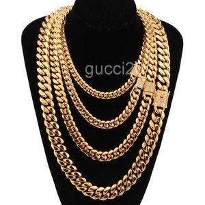 8-18 mm de large en acier inoxydable Cuban Colliers Colliers CZ Zircon Box Big Heavy Gold Chain for Men Hip Hop Rock Jewelry 85ax 5B1X QEZ1 R85Z
