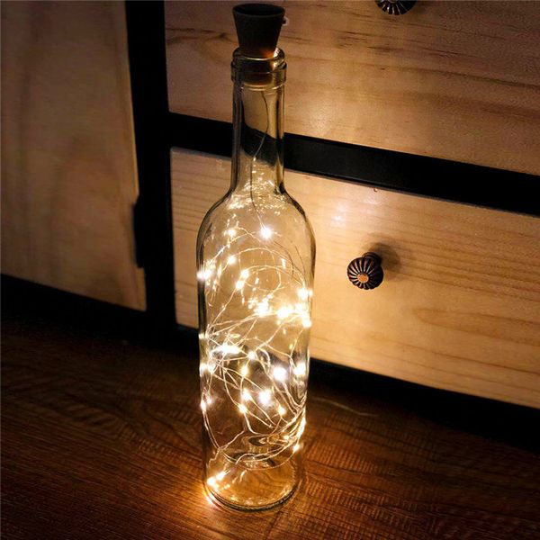 Tapón de botella de vino Solar LED de 8-20, tira de alambre de hadas de cobre, decoración de fiesta al aire libre, lámpara de noche novedosa, cadena de luz de corcho DIY