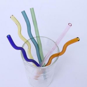 8*200 mm herbruikbare eco borosilicaat glas drinkstroopjes hoge temperatuur weerstand helder gekleurde gebogen rechte melk cocktail rietje sxmy6