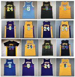 8 24 Bryant Throwback Basketball Jersey Bean The Black Mamba Camiseta para hombre Púrpura Negro Amarillo 2001 2002 1996 1997 Talla S-XXL