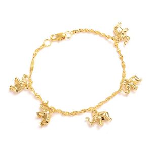 8 26 inch leuke meisjes Bangle Vrouwen Gouden olifant hang Armbanden Sieraden Hand Chain Arabische Items kids sieraden gift210P