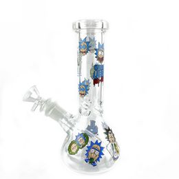 Verre Bong Fumer Pipe À Eau 8,3 pouces Anime Autocollant Shisha Pipes Narguilé Dab Rig Filtre Bécher Bubbler W / ICE Catcher Bongs Narguilés