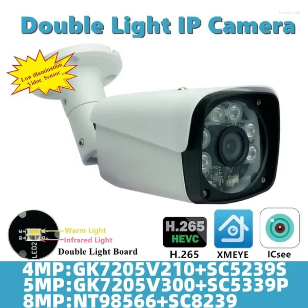 Caméra Bullet en métal IP Double lumière 8/5/4MP, détection faciale, faible éclairage P2P Onvif XMEYE ICsee, vision nocturne IP66 pour l'extérieur