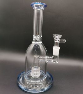 8.5 inch Unieke Glas Water Bong Hookahs Inline Perc Blue Water Pipe Tall Heady Dab Rig met 14mm Kom