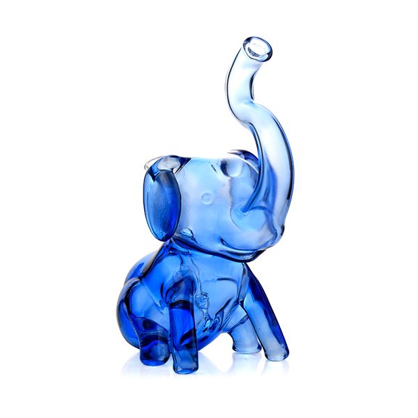 Bang à narguilé en verre sur le thème de l'éléphant de 8,6 pouces - Couleur bleue, joint femelle de 14 mm