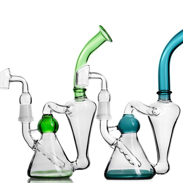 bécher bong spirale perc narguilés recycleur dab rigs accessoires pour fumer tabac capiteux verre bongs d'eau avec joint de 14mm