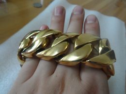8,66 pouces / 9,44 pouces 32mm énorme poids lourd épais or pur acier inoxydable Maimi gourmette cubaine lien chaîne bracelet bracelet hommes cool bijoux