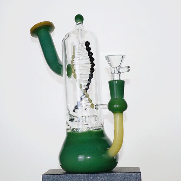 8,7 pulgadas Bongs de agua de jade verde personalizados Bongs de vaso de junta hembra de 14 mm Bongs de vidrio embriagadores plataformas petrolíferas recicladoras
