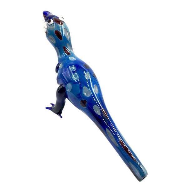 Pipe à fumer en forme de dinosaure de 8,7 pouces avec verre borosilicate bleu - Unique et de haute qualité