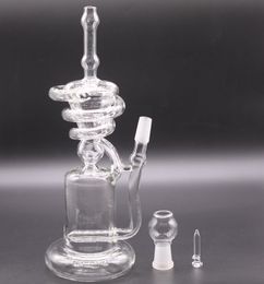 8.7 pulgadas Diseño único Reciclador Vidrio Bong Cachimbas Tipo doblado En línea Perc Oil Dap Rig con hembra Tazón de 14 mm para fumar