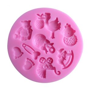 8 * 8 * 1 cm 3D Baby Horse Bear Molde de pastel de silicona Turn Sugar Cake Mold Cupcake Jelly Candy Chocolate Decoración DH8578