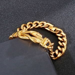 8.8 inch 11mm Creatief Geknoopt Titanium Stalen Heren Armband Gouden Link Chain Sieraden Casting Mens Trendy Geschenken