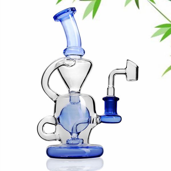 8,8 pouces février eau d'oeuf bangs conduites d'eau narguilés accessoires pour fumer en verre capiteux Dab Rigs recycleur bong cigarette avec banger de 14mm