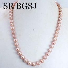 Collier rond en perles d'eau douce naturelles pour femme, 8-9mm, 3A, blanc, rose, violet, bijoux féminins, 18 pouces, ras de cou, Godl22