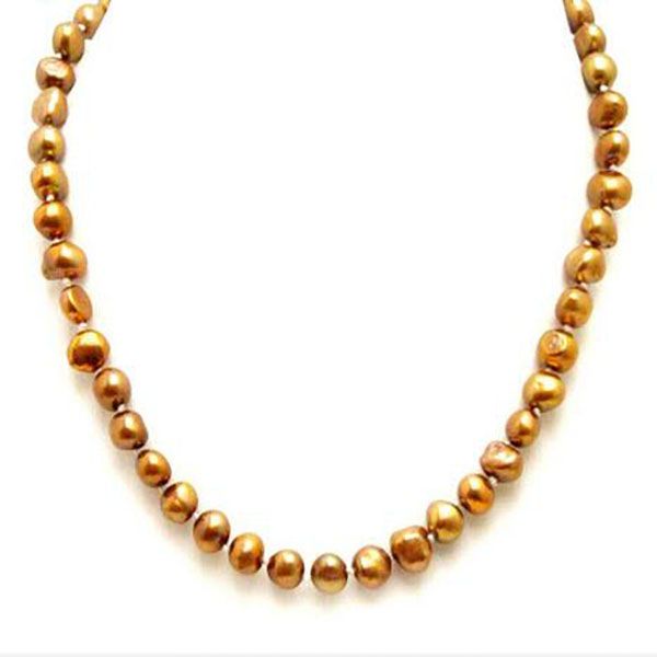 8-9 mm Collier de perles bruns naturales baroques pour femmes 18 ''