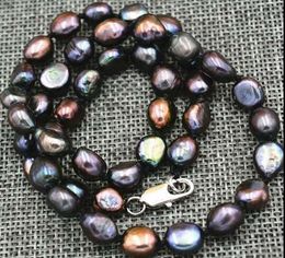 8-9 mm Black Akoya Cultired Baroque Pearl Collier 18 "