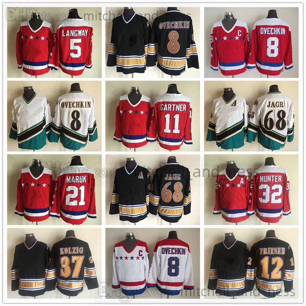 8 Alex Ovechkin Film Maillot de hockey vintage Broderie rétro CCM 68 Jaromir Jagr 5 Rod Langway 11 Mike Gartner 21 Dennis Maruk 32 Dale Hunter 12 Chandails Jeff Friesen