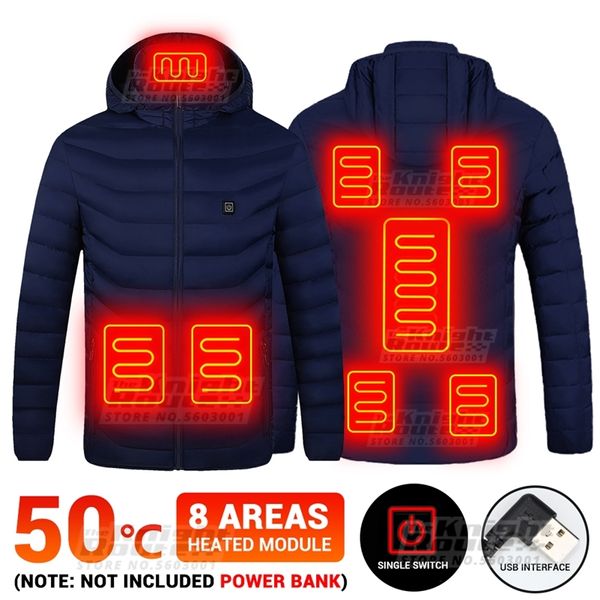 Veste chauffante 8 zones coupe-vent pour hommes gilet chaud pour femme vestes chauffantes USB gilets chauffants manteau d'hiver équipement de chasse de randonnée 220516