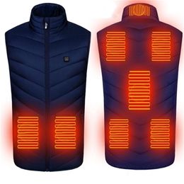 8 zones chauffage gilet veste hommes USB infrarouge sans manches veste chauffante vêtements thermiques gilet pour équitation chasse 201214