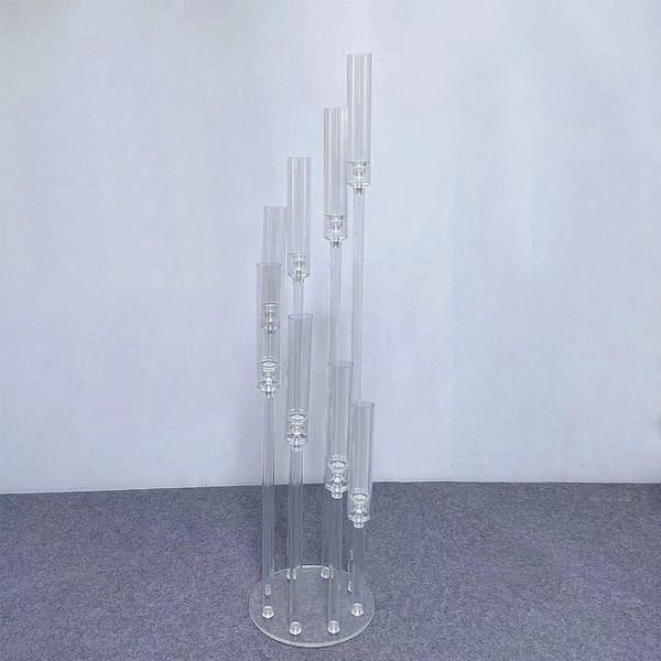 Candelabros de cristal acrílico de 8 brazos, centros de mesa para bodas, decoración de mesa, portavelas para luz de té, soportes para velas de piso para velas de pilar