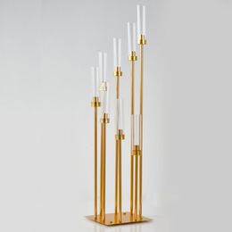 8-armige gouden metalen hoge kandelaar 8-kops kandelaars centerpieces trouwtafel centerpieces decoratie Ocean express