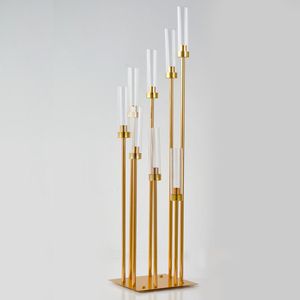 Candelabro alto de metal dorado de 8 brazos, candelabros de 8 cabezas, centros de mesa de boda, decoración, Ocean express