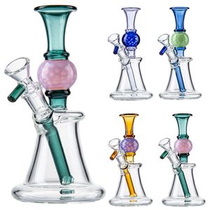 Kleurrijke kop glazen bongballvorm waterpijpen rechte buis waterleidingen rookpijp n gaten perc grote beker rookglazen bongs dab rig met kom XL-2010