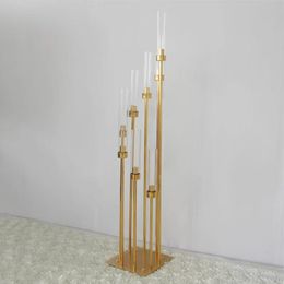 8 armen hoge gouden metalen kandelaar voor bruiloft kandelaars centerpieces tafeldecoratie