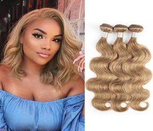 8 Ash Blonde Body Wave Haar Weave Bundels 34 Stuks 1624 inch Indiase Peruaanse Remy Human Hair Extensions3397856