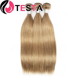 #8 Bundios rubios de cenizas Cabello humano Brasileño Siloso Silky Recto Weave Double Weft 100% Remy 234 240327