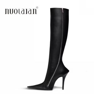 8 Autumn Winter Winter Women Brand Lang puntige teen dij knie laarzen mode high hakken schoenen vrouw 230923 929