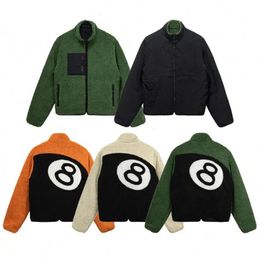 8 Ball hommes vestes col montant épaissi Double face agneau polaire noir billard imprimé manteau veste 768