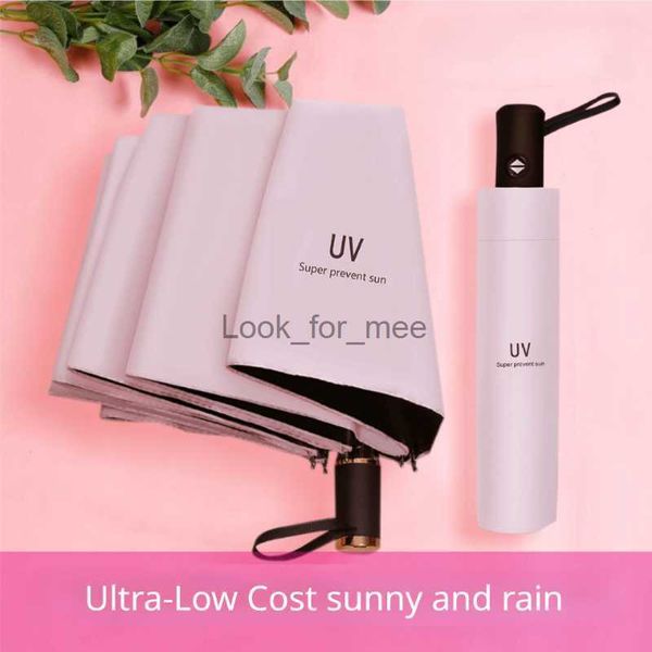 8 os 190T UV colle noire trois plis parasol ensoleillé et pluie parapluie avec Protection et Protection solaire HKD230901