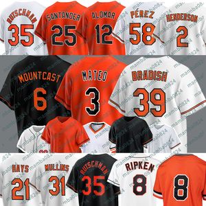 Maillot de baseball 8 Cal Ripken Jr Jorge Mateo Ryan Mountcastle Kyle Bradish Adley Rutschman Anthony Santander Adam Frazier Cedric Mullins Grayson Rodriguez