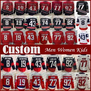 Alex Ovechkin TJ Oshie Hockey Jersey Hombres Mujeres Niños Nicklas Backstrom Evgeny Kuznetsov Tom Wilson Dylan Strome John Carlson Darcy Kuemper