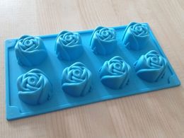 8 cavidades 5 cm de moho de jabón de flores de rosa de rosa molde de silicona para jabón hecho a mano Cubo de hielo pastel de chocolate molde de banca silicona