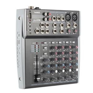 Freeshipping 8 canaux 3 bandes EQ Audio Music Mixer Console de mixage avec entrée USB XLR LINE Alimentation fantôme 48 V pour l'enregistrement DJ Stage Kar Vvcf