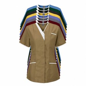 8 couleurs beauté Sal uniforme respirant infirmière uniforme accessoires médicaux Fi Patchwork Blouse Scrubs Tops Spa vêtements femmes o3YN #