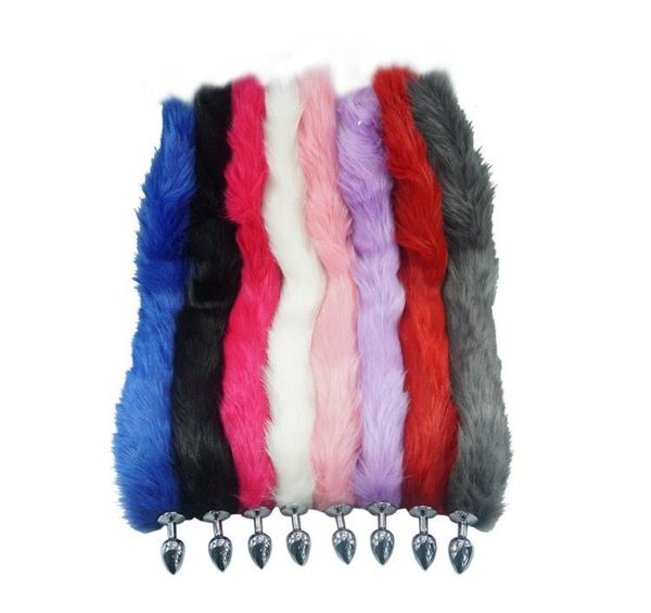 8 Couleur pour choisir 78 cm de longueur Long Fox Tail dia 27 mm Plug anal Metal Butt Plug Play Flitting Fetish Dog Tail Sex Toy S922682673