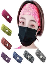 8 Color Mask Earloop Imprimé Hairband Mask Eart Boucle Elastic Band Elastique Porte-courbe de longers Sports Bandons avec bouton JJ4387432551