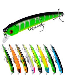 8 couleurs mixtes 95cm 8g Minnow Baits Hard Lures Crochets de pêche 6 Crochet triplé