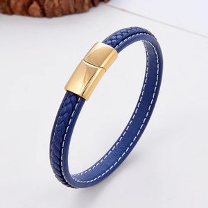 8 Color Simple Corde Chain Femmes Bracelets Boucle magnétique en acier inoxydable 8 mm Bracelet en cuir authentique