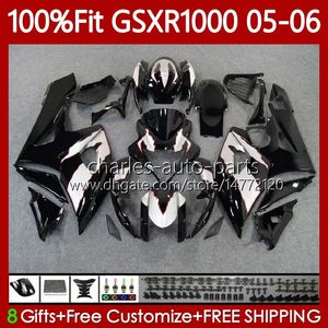 OEM Moto Lichaam voor Suzuki GSXR 1000 cc K5 GSX-R1000 2005 2006 Carrosserie 122NO.33 GSXR-1000 GSXR1000 1000CC 05 06 GSX R1000 05-06 Injectie Mold Backings Kit Black Stock